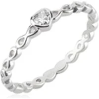 Silver Infinity CZ Petite Heart Ring - Ring Size 58 Silver