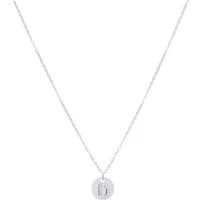 Silver Initial Tag Necklace - Letter D