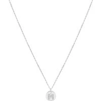 Silver Initial Tag Necklace - Letter M