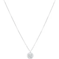 Silver Initial Tag Necklace - Letter N