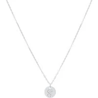 Silver Initial Tag Necklace - Letter S