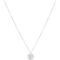 Silver Initial Tag Necklace - Letter T