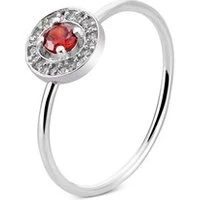 Silver January Birthstone Halo Adjustable Ring - Adjustable