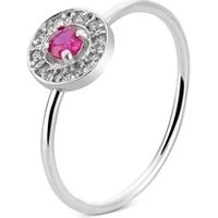 Silver July Birthstone Halo Adjustable Ring - Adjustable