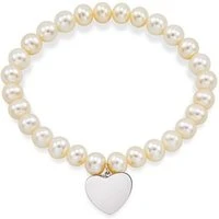 Silver Kids Pearl Heart Bracelet - One Size