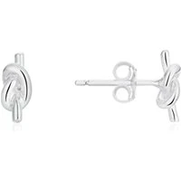 Silver Knot Bar Stud Earrings - Silver