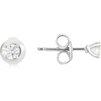 Silver Lab Created 015ct Solitaire Stud Earrings - Silver