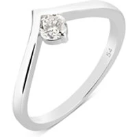 Silver Lab Created 025ct Wish Bone Ring - Ring Size 48 Silver