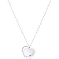 Silver Large Heart Crystal Necklace - Silver