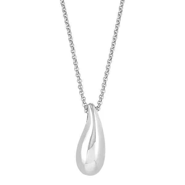 Silver Large Pebble Droplet Pendant