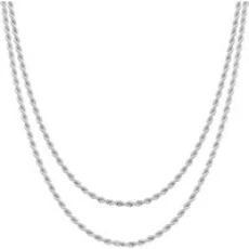 Silver Layered Sparkle Twist Necklace - 40cm