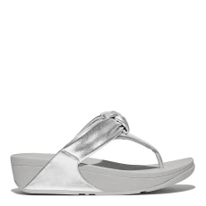 Silver Leather Lulu Padded Knot Toe Post Sandals