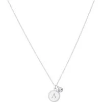 Silver Letter A Coin Necklace - Silver