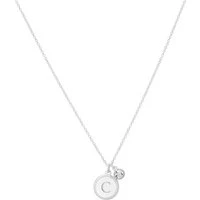 Silver Letter C Coin Necklace - Silver