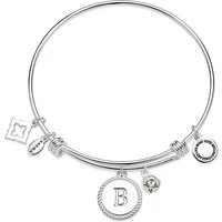 Silver Letter Coin Bangle - Letter B