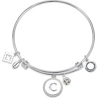 Silver Letter Coin Bangle - Letter C