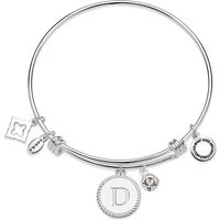 Silver Letter Coin Bangle - Letter D