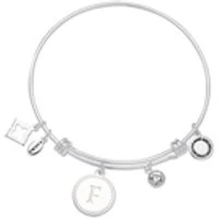 Silver Letter Coin Bangle - Letter F