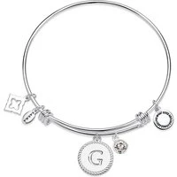 Silver Letter Coin Bangle - Letter G