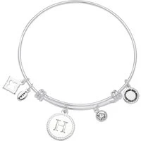 Silver Letter Coin Bangle - Letter H