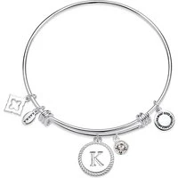 Silver Letter Coin Bangle - Letter K