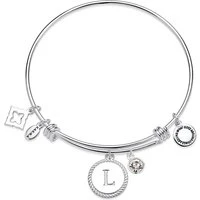 Silver Letter Coin Bangle - Letter L