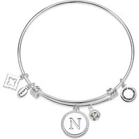 Silver Letter Coin Bangle - Letter N