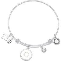 Silver Letter Coin Bangle - Letter O