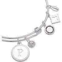 Silver Letter Coin Bangle - Letter P