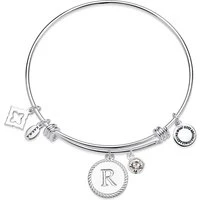 Silver Letter Coin Bangle - Letter R