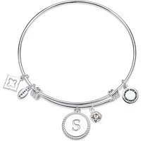 Silver Letter Coin Bangle - Letter S