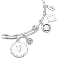 Silver Letter Coin Bangle - Letter V