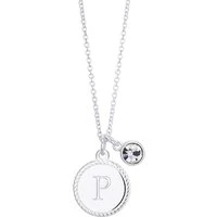 Silver Letter Coin Necklace - Letter P