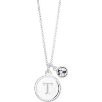 Silver Letter Coin Necklace - Letter T