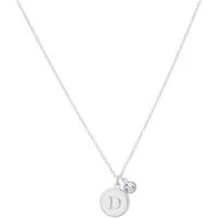 Silver Letter D Coin Necklace - Silver