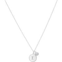 Silver Letter E Coin Necklace - One Size