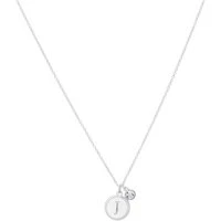 Silver Letter J Coin Necklace - Silver