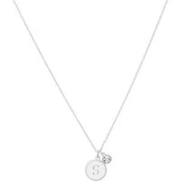 Silver Letter S Coin Necklace - Silver