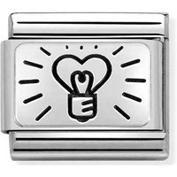 Silver Lightbulb Heart Charm