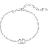 Silver Linked CZ Circle Bracelet - Silver