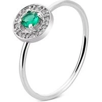 Silver May Birthstone Halo Adjustable Ring - Adjustable