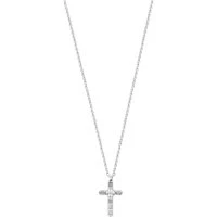 Silver Mens Detailed Cross Necklace - Silver