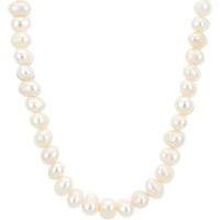 Silver Mens Freshwater Pearl Necklace - Silver