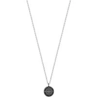 Silver Mens Round Compass Necklace - Silver