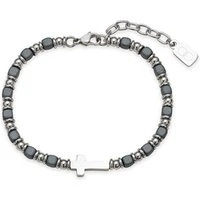 Silver Mens Stainless Steel Hematire Bracelet - Silver