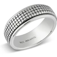 Silver Mens Textured Spinner Ring - Ring Size 64 Silver