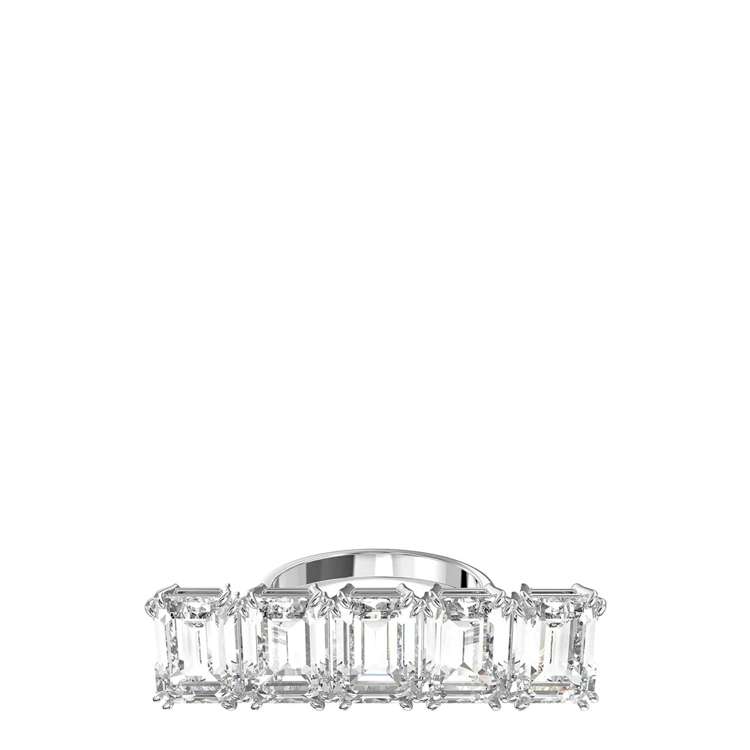 Silver Millenia Cocktail White Ring - Silver