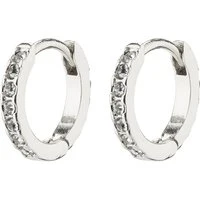 Silver Mini Crystal Huggie Hoop Earrings - Silver