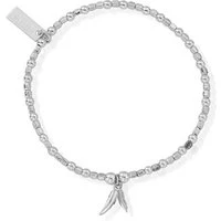 Silver Mini Cube Double Feather Bracelet - Silver