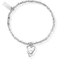 Silver Mini Cube Linked Heart Bracelet - Silver